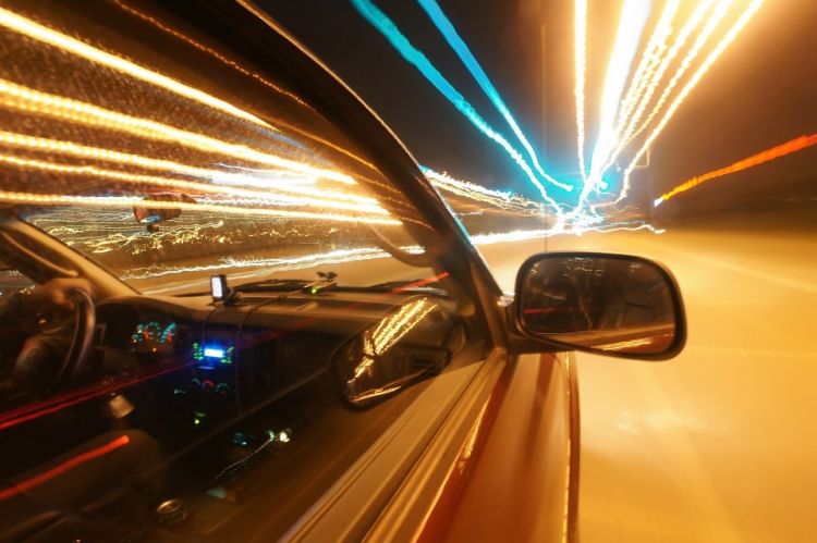 Car speeding down the night road - CC0 Creative Commons via Pixabay